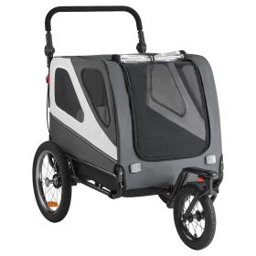 Dog Bike Trailer, Supports up to 100 lbs, 2-in-1 Pet Stroller Cart Bicycle Carrier for Small & Large Dogs, Easy Folding Frame with Quick Release